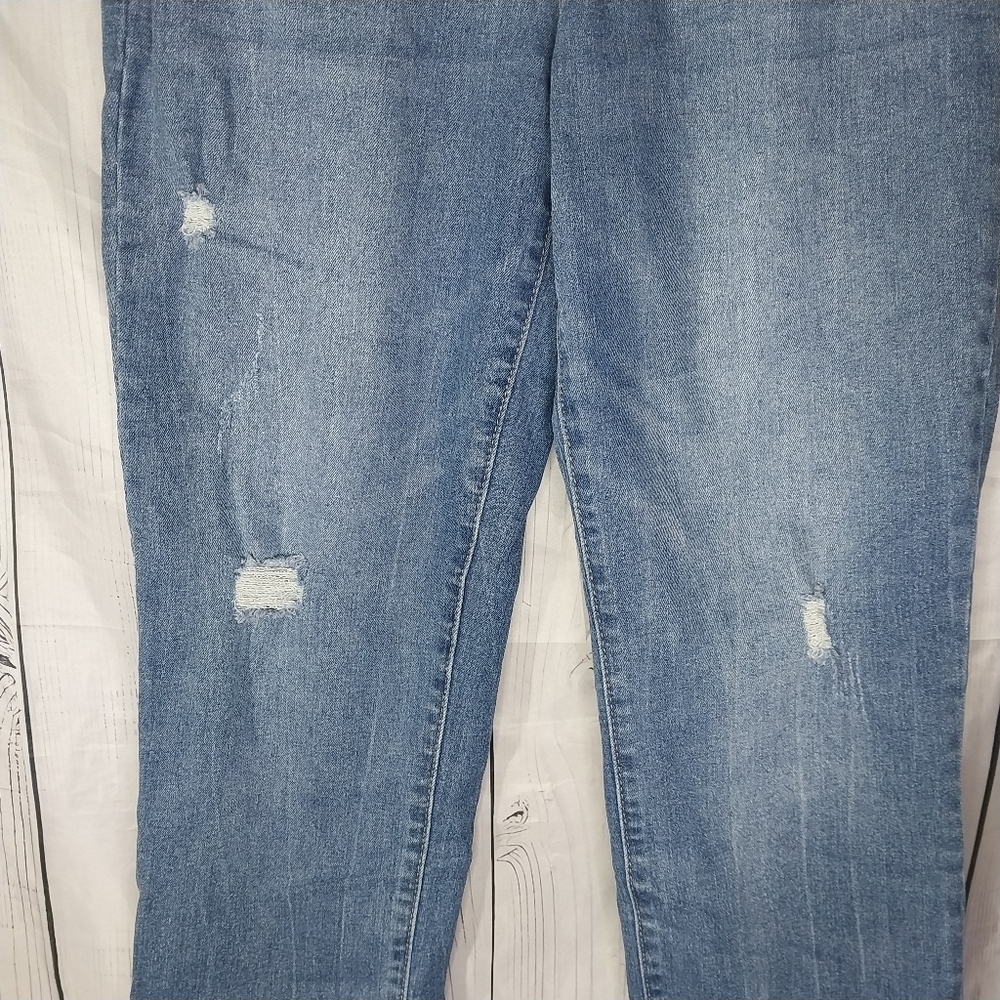 Nicole Miller Nomad Super High Rise Straight Blue Distressed Jeans - Picture 4 of 14